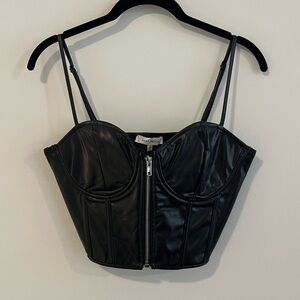 Black Faux Leather Top
